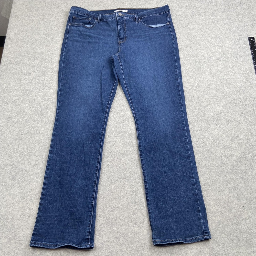 Levi's 314 Shaping Straight Jeans Womens 34 (37x29) Blue High Rise Stretch Denim